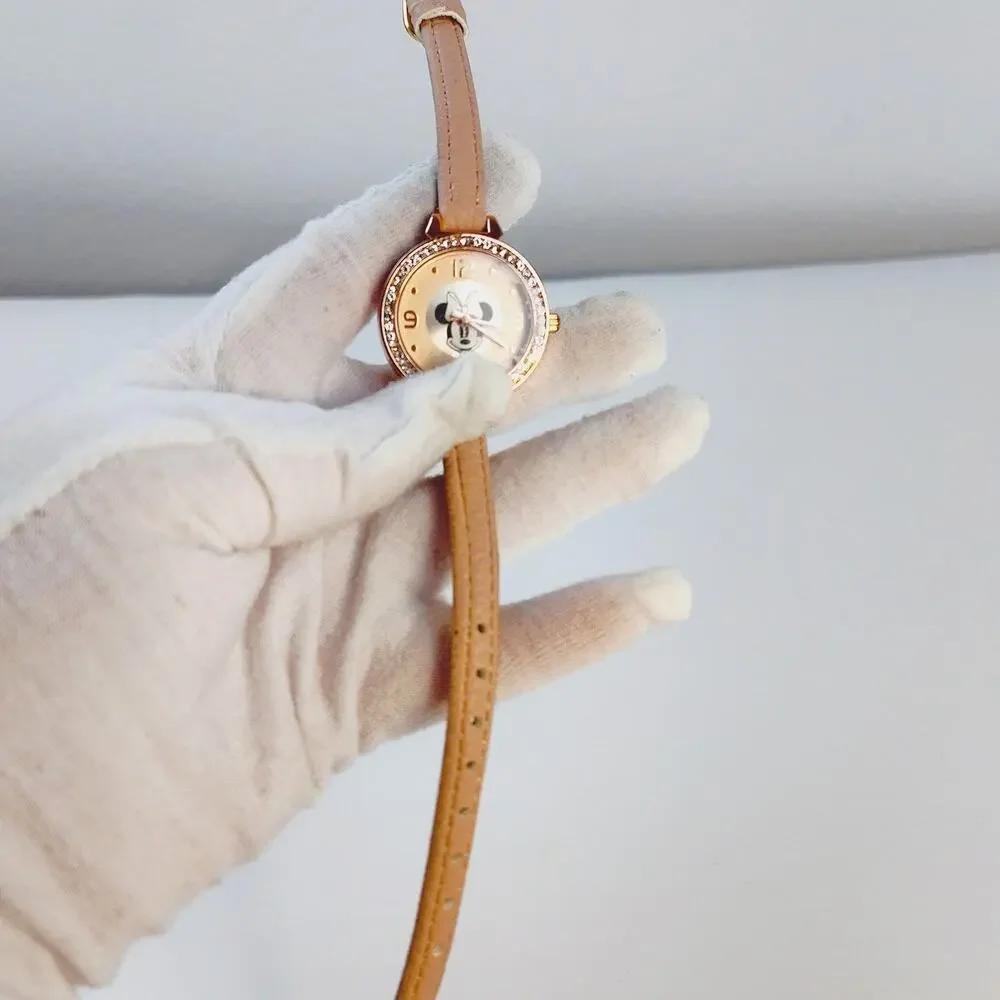 Disney Minnie Mouse Rose Gold Watch White Rhinestones
